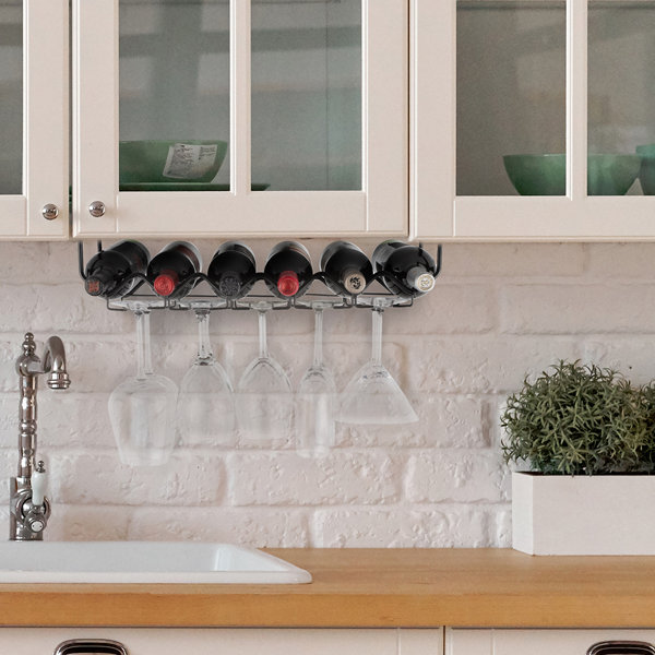 Rebrilliant Spinelli 6 Bottle Hanging Wine Bottle & Glass Rack
